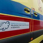 Karetka z widocznym logo jednostki: Samodzielny Publiczny Zakład Opieki Zdrowotnej Rejonowe Pogotowie Ratunkowe w Sosnowcu