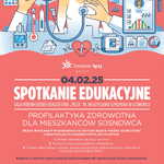 Plakat promocyjny spotkań edukacyjnych - luty 2025