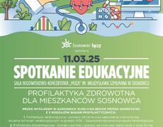 Plakat - Zapraszamy na marcowe spotkanie edukacyjne w Sosnowcu